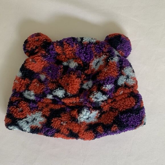 North Face Hat Baby 0-6 Month Red Teddy Fleece Bear Ears Warm Winter Fluffy - Picture 3 of 6